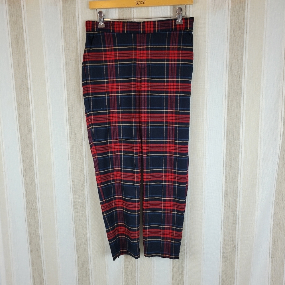 Banana Republic Factory Hayden Pants Plaid Red Blue Size 4 Petite